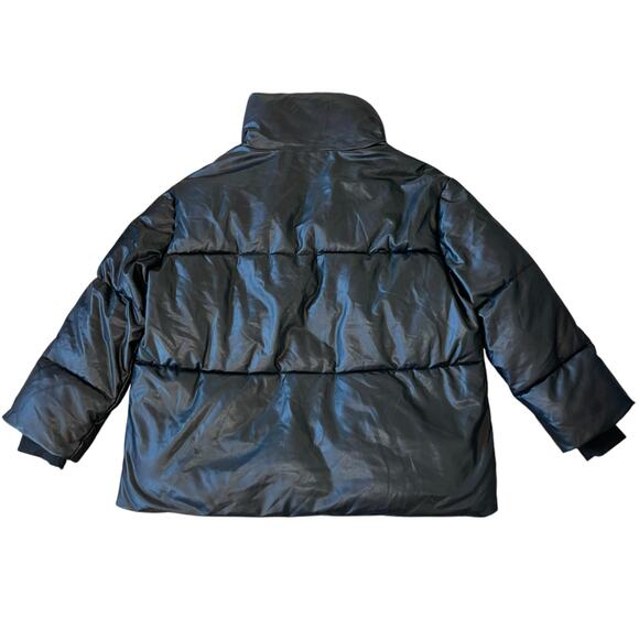 Avec Les Filles Puffer Faux Leather Coat 1X Boxy Black Vegan With the Girls - Picture 4 of 10